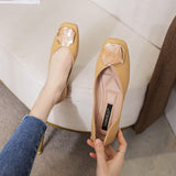 Women's Fashion Simple Square Toe Flat Shoes - Dazpy