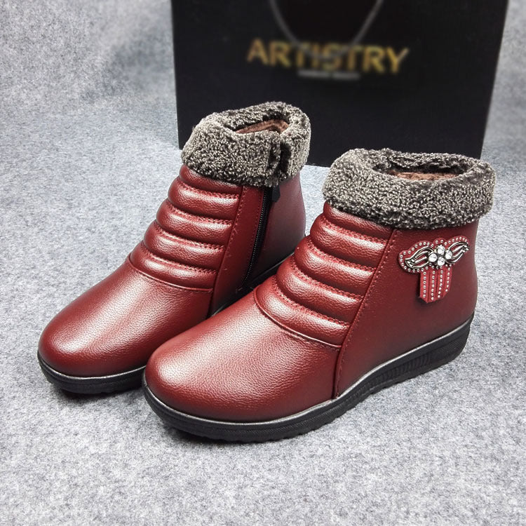 The new winter shoes elderly mother lady shoes thick warm high Bangmian boots lady winter cotton boots - Dazpy