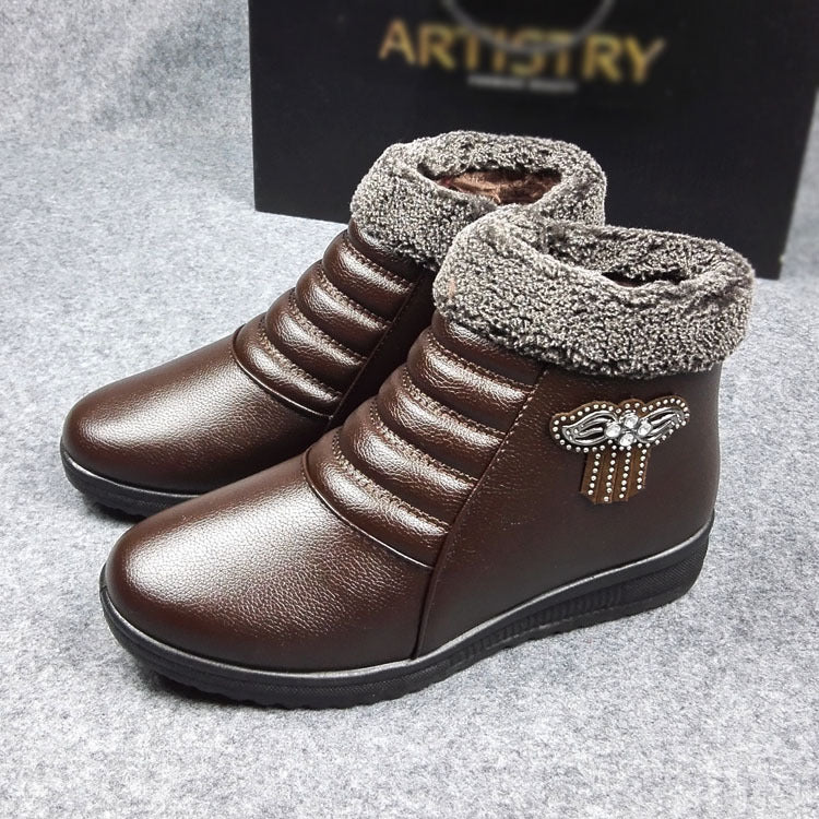 The new winter shoes elderly mother lady shoes thick warm high Bangmian boots lady winter cotton boots - Dazpy