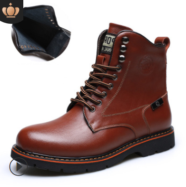 2021 autumn men's casual Martin boots men's plus velvet boots, Europe and the United States men's shoes fashion military boots - Dazpy