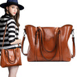 Promotion of 17 new fashion handbags bag retro all-match single shoulder bag simple oil wax portable Tote Bag - Dazpy