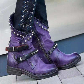 Studded side zipper Martin boots