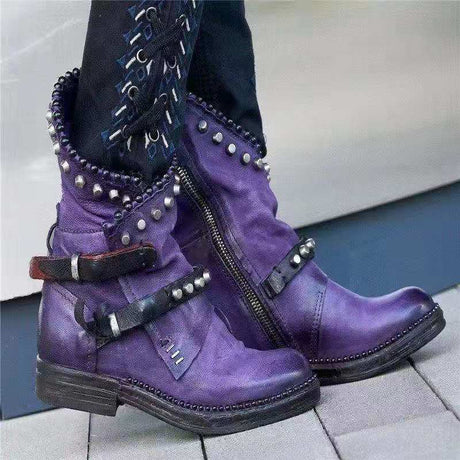 Studded side zipper Martin boots - Dazpy