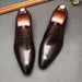 Men's Leather Shoes With Embossed Stone Pattern Laced Cowhide - Dazpy