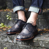 Carved British Vintage Distressed Business Casual Leather Shoes - Dazpy