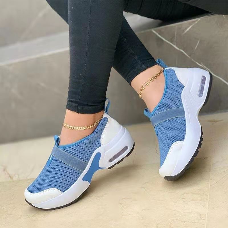 Flying Woven Elastic And Velcro Decoration Casual Sneakers - Dazpy