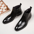 High-top Leather Shoes With Pointed Toe And Velvet To Keep Warm - Dazpy