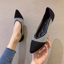 Shallow Mouth Flying Knit Shoes Pointed Toe Flat Knit Egg Roll Shoes
