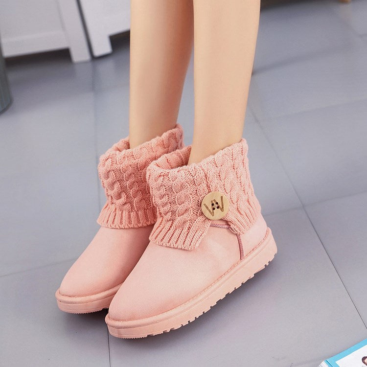 Anti-slip Women's Winter Frosted Wool Short Tube Thick-soled Snow Cotton Shoes - Dazpy