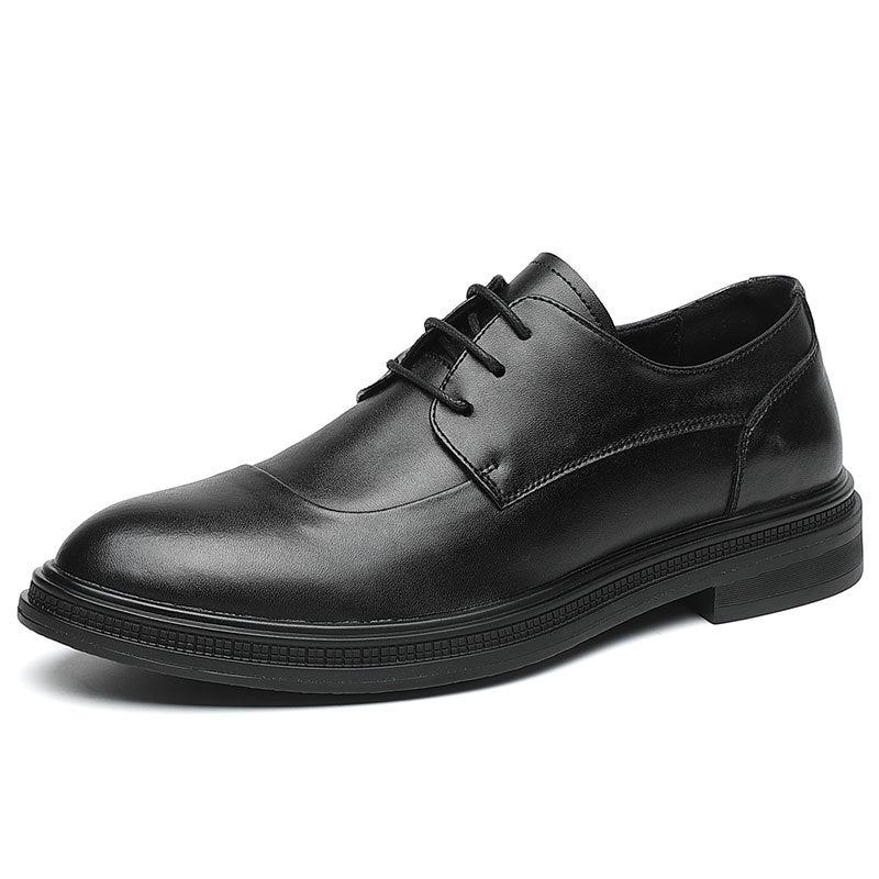 Men's Leather Soft Bottom Pointed Toe Lace-up Shoes - Dazpy