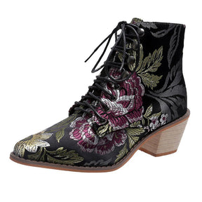 Embroidered Women's Short Boots - European and American Style
