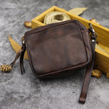 New hand dyed vegetable tanned leather women''s portable multi-functional small handbag lovers cowhide storage card bag pocket change purse - Dazpy