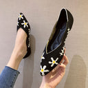 Shallow Mouth Flying Knit Shoes Pointed Toe Flat Knit Egg Roll Shoes