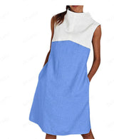 Sleeveless contrast pocket loose dress - Dazpy