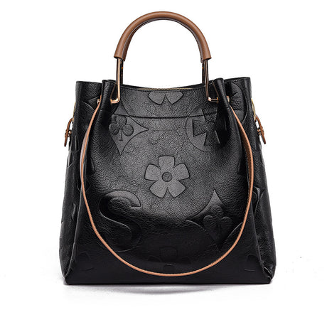 Fashionable And Simple Embossed Ladies Large-capacity Handbag - Dazpy