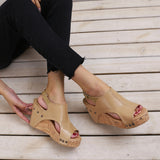 New Roman sandals female fish mouth thick bottom sandals large size women's shoes toe ladies sandals - Dazpy