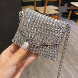 Rhinestone One-shoulder Messenger Women's Bag Trendy Fashion Net Red All-match - Dazpy