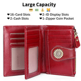 Wallet Women's Short Oil Wax Leather Zipper Card Holder - Dazpy