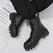 Fashionable And Simple Men's High-top Side Zipper Leather Boots - Dazpy