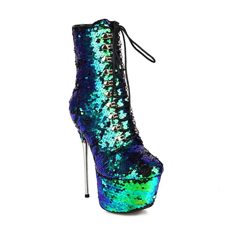 Gradient Sequined Women's Boots - Dazpy