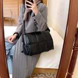 Plaid Solid Color Generous Personality Simple One-shoulder Messenger Bag - Dazpy