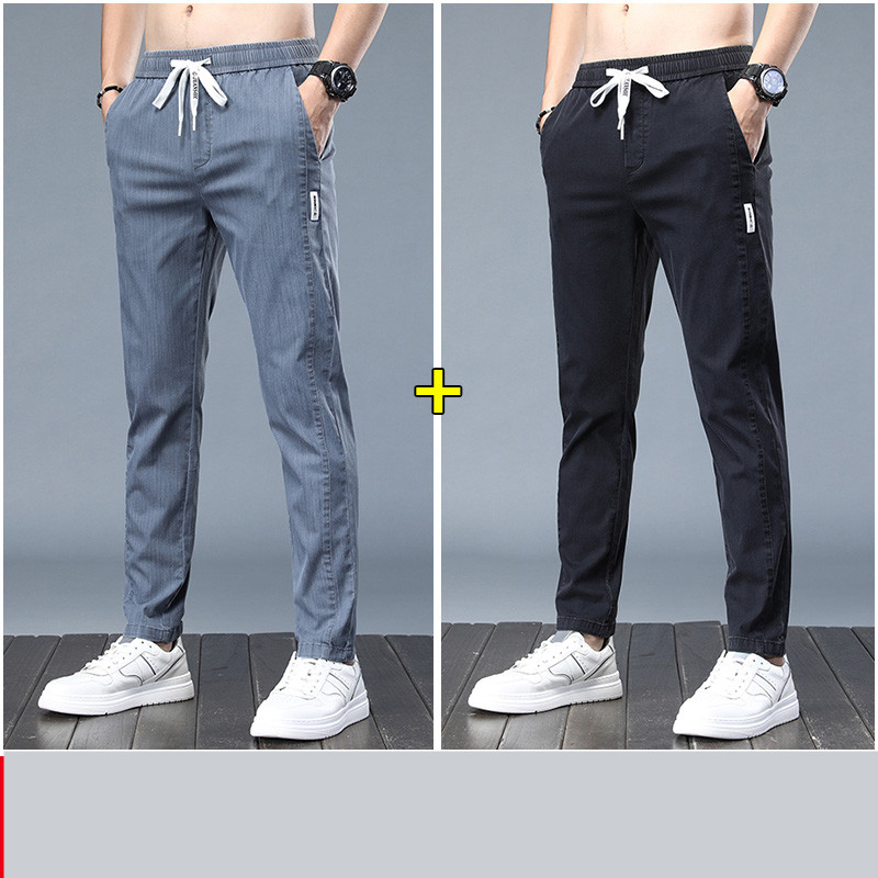 Ice Silk Pants Men'S Thin Loose and Breathable Straight Casual Pants