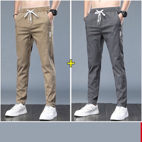 Ice Silk Pants Men'S Thin Loose and Breathable Straight Casual Pants