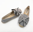 Flat Straw Woven Linen One-step Bow-knot Round-toe Espadrilles Shoes - Dazpy