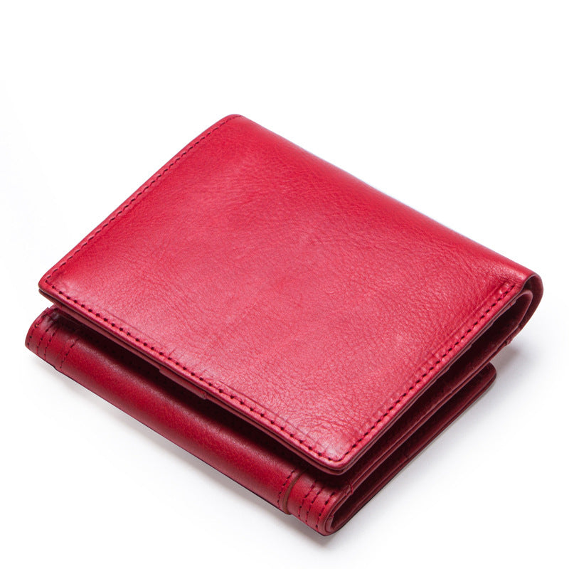 Women's leather wallet 30% short leather wallet - Dazpy