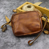 New hand dyed vegetable tanned leather women''s portable multi-functional small handbag lovers cowhide storage card bag pocket change purse - Dazpy