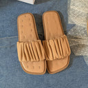Apricot Sandals With Square Toe And Flat Bottom