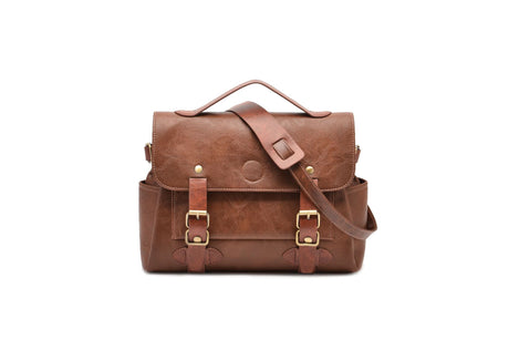 Vegetable Tanned French Messenger  Oil Wax Leather Large Capacity Cambridge Bag - Dazpy