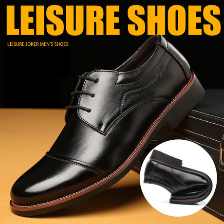 Men's Leather Shoes Plus Size Business Casual Laces - Dazpy