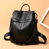 School Bag Student Backpack Soft Leather Fashion Leisure Big School Bag Backpack - Dazpy