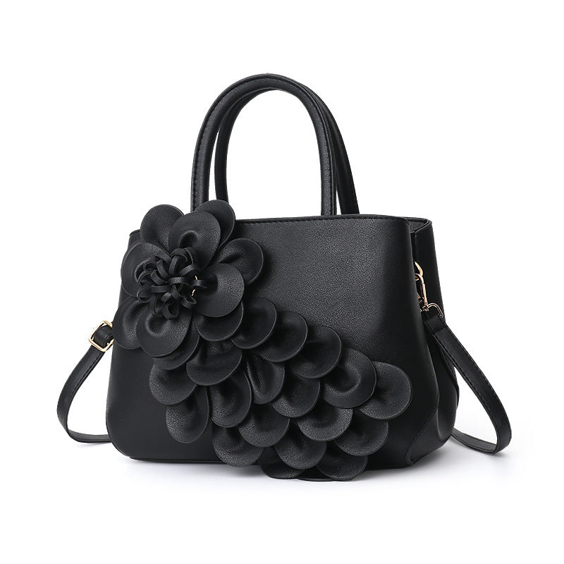 PU leather flower portable shoulder bag - Dazpy