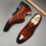 Inner Heightening Men's Smooth Toe Leather Dress Shoes - Dazpy