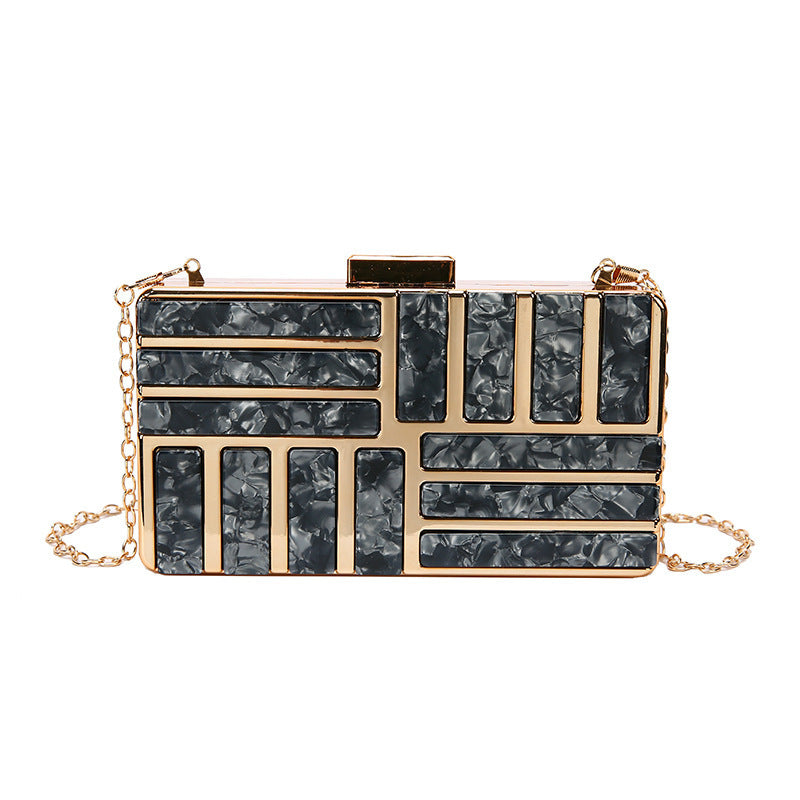 Sequined Stone Box Bag Fashionable All-match One-shoulder Diagonal Dinner Bag - Dazpy