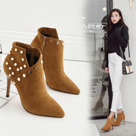 High heel pointed toe stiletto boots - Dazpy