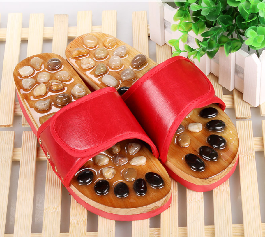 Natural color jade stone jade pebbles foot soles health massage shoes home slippers - Dazpy