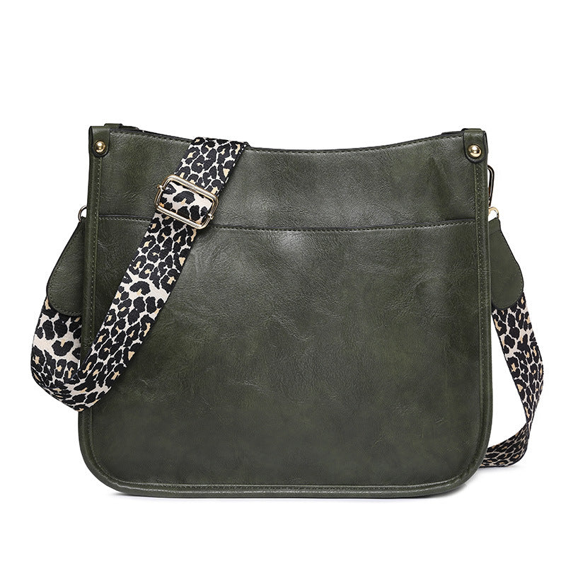 PU Leather Casual Shoulder Messenger Bag Leopard Print Shoulder Strap Tote Bag Large Capacity Minimalist Design - Dazpy