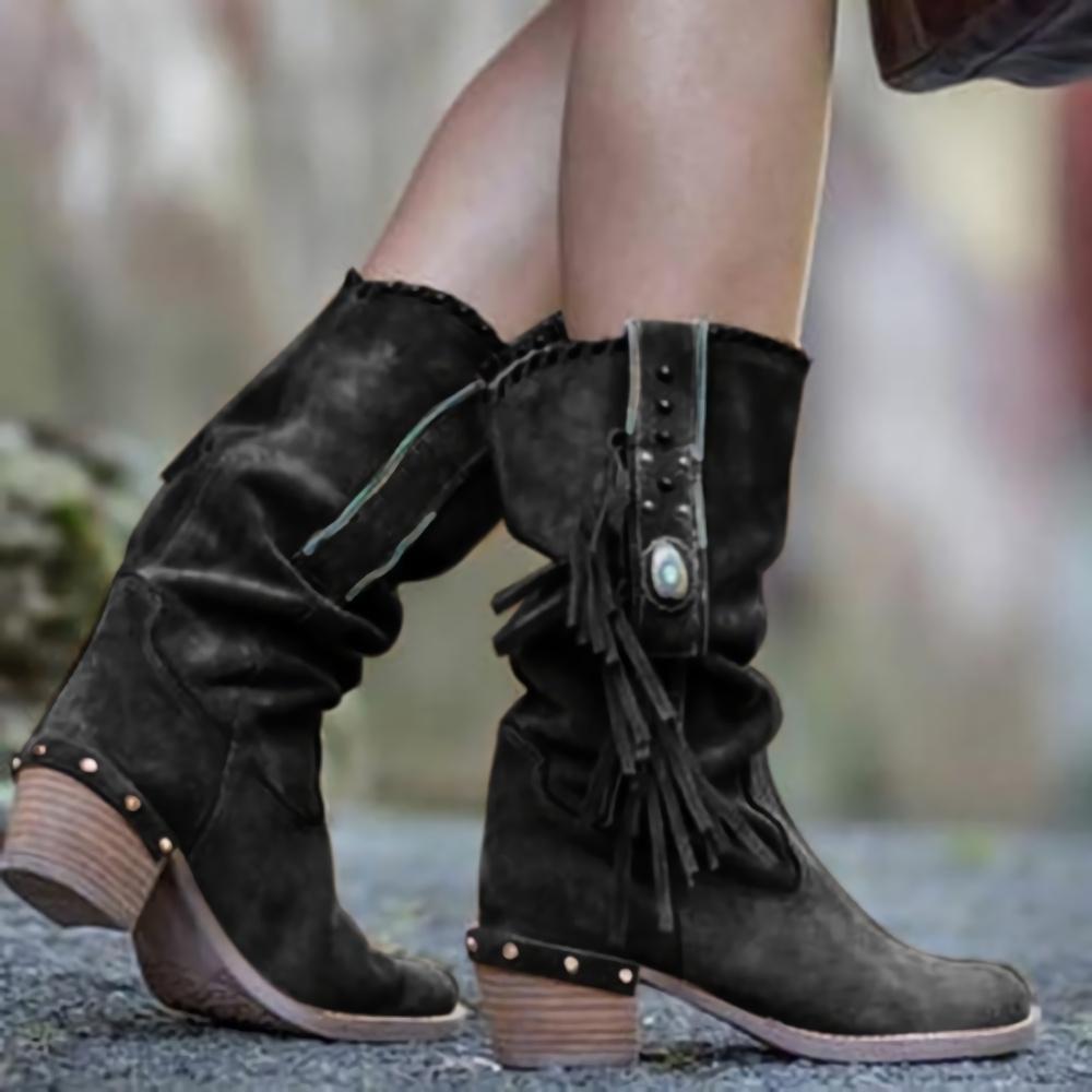 Woman Square Heel Shoe Booties - Dazpy