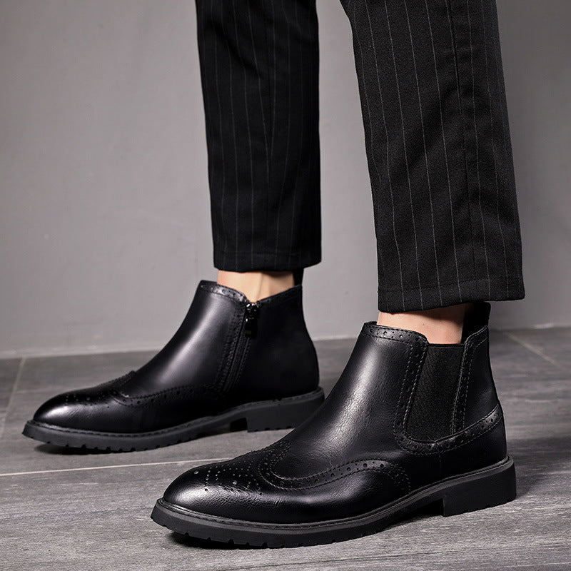 Carved Business Casual Cross-border Plus Size Short Boots Leather Boots - Dazpy