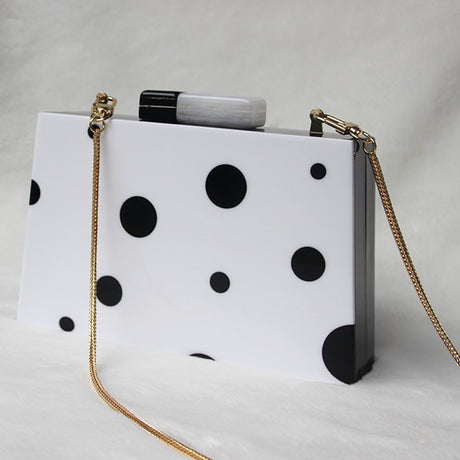 Dinner Bag Wedding Bag Black And White Polka Dot Clutch Bag European And American Fashion New - Dazpy