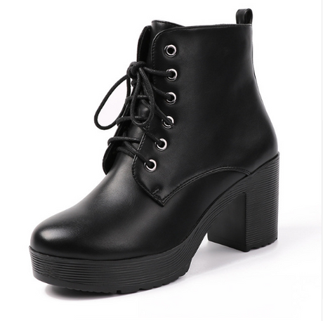 High-heeled women's boots Martin boots women's platform with waterproof platform boots and velvet warm leather boots - Dazpy