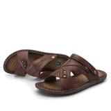 Men's Beach Leather Sandals Half Tow - Dazpy