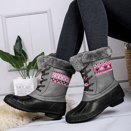 Winter High-top Hiking Shoes Women Non-slip Plus Velvet - Dazpy