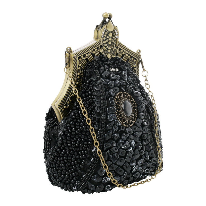 Women's Vintage Heavy Beaded Evening Bag - Dazpy