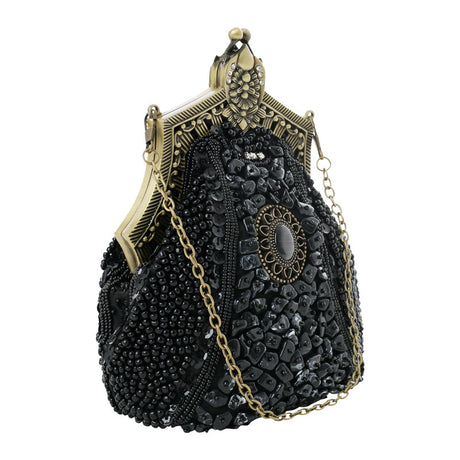 Women's Vintage Heavy Beaded Evening Bag - Dazpy