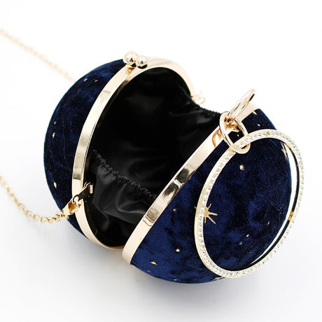 Women's Suede Dinner starry sky Round Bag - Dazpy