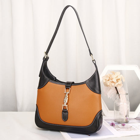 Leather Shoulder Small Female Cowhide Soft Leather Armpit Bag - Dazpy